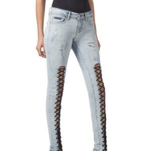 Philipp Plein Slim Fit “You & Me” Jeans, Size 27
